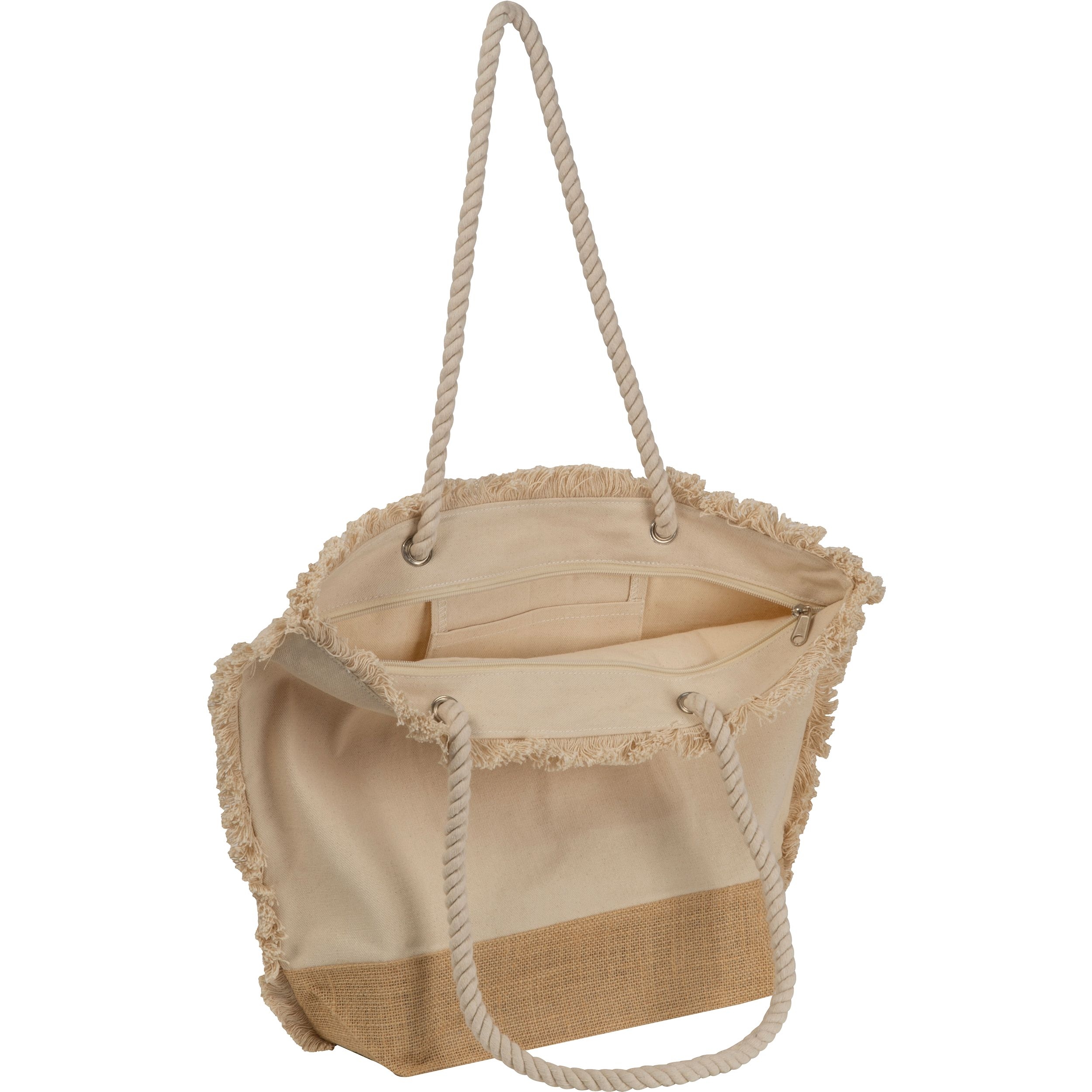 MA64572-13Strandtasche mit Juteboden und Fransen RICARDA_ beige