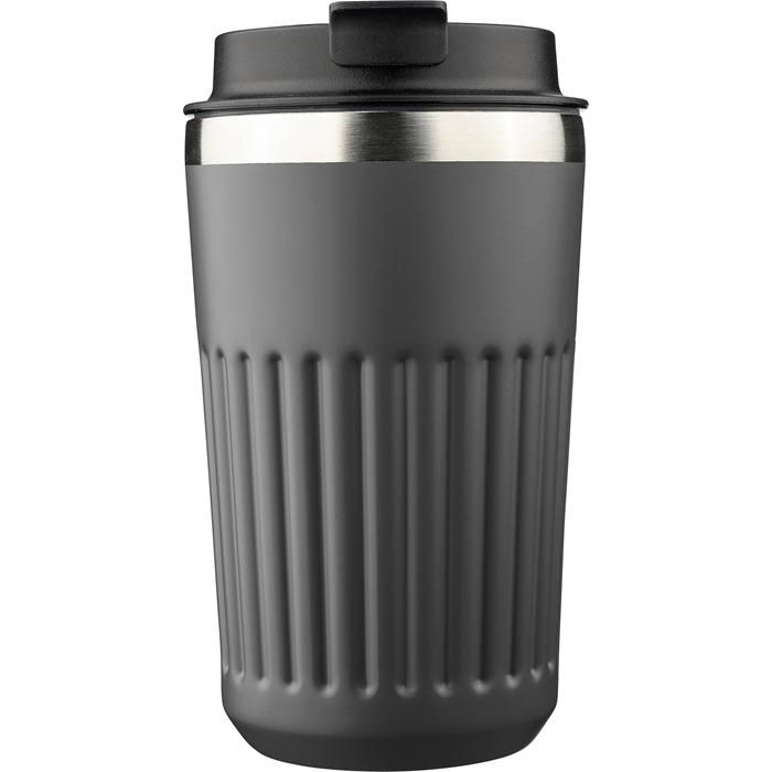 GI1353907-03Reisebecher aus recyceltem Edelstahl _400 ml_ Chiara_ grau