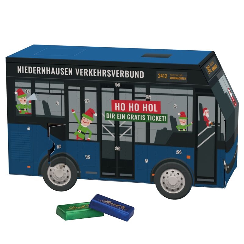 JG20094-2Adventskalender Bus Lindt_ Lindt Schokotaefelchen_ Individuelles Motiv