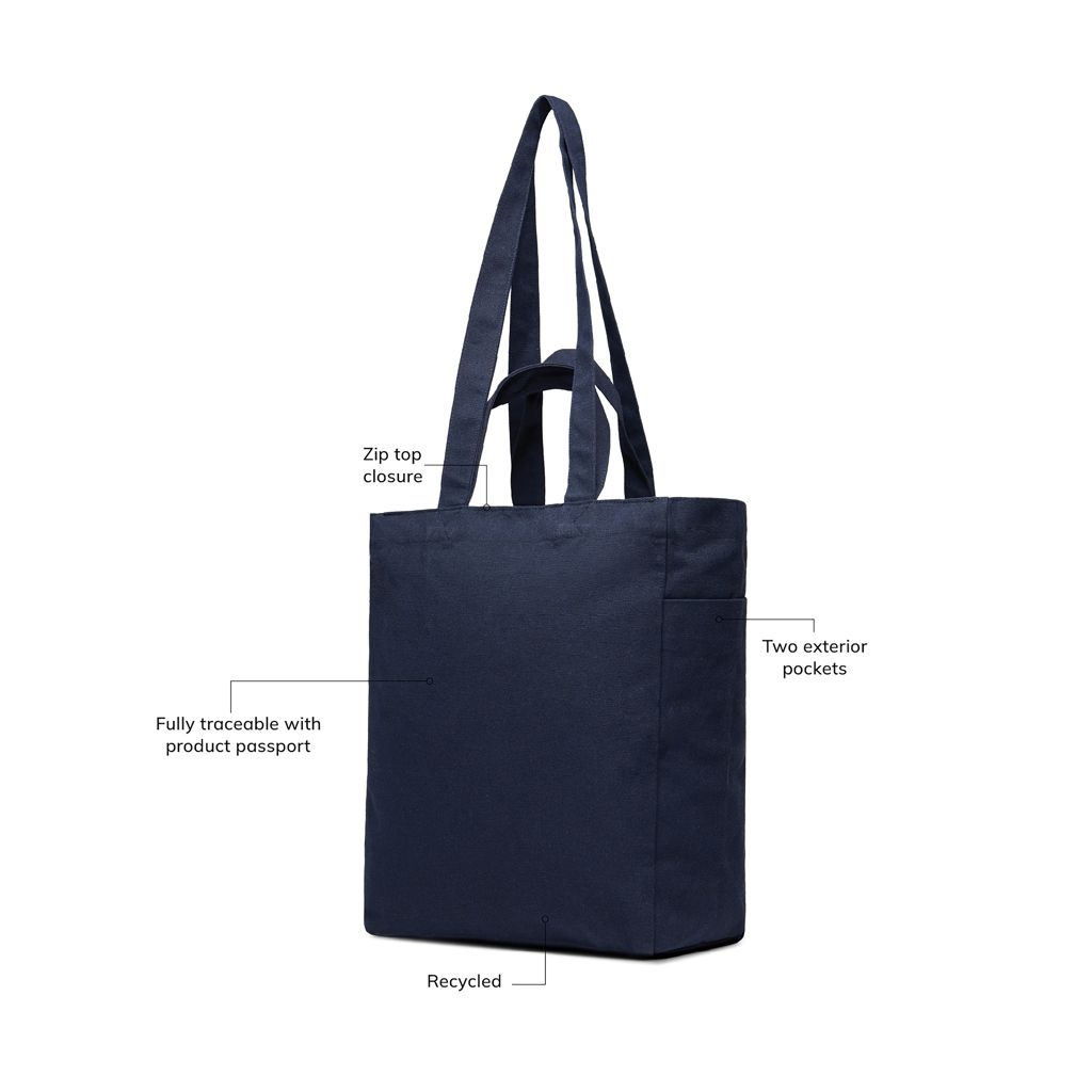 XDV76205-25VINGA Hilo AWARE™ Tasche mit Reissverschluss aus rec. Canvas_ navy blau