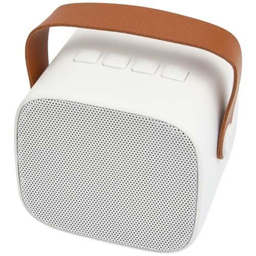 PF124436-1Diya 3W kabelloser Lautsprecher aus recyceltem Kunststoff_ weiss