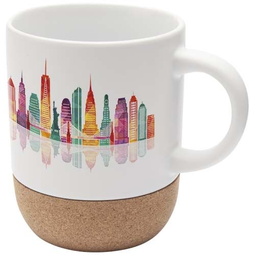 PF100846-1Bari 300 ml Sublimation Keramiktasse mit Korkdetails_ weiss