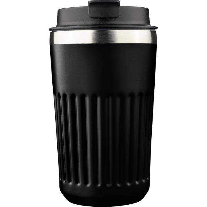 GI1353907-01Reisebecher aus recyceltem Edelstahl _400 ml_ Chiara_ schwarz