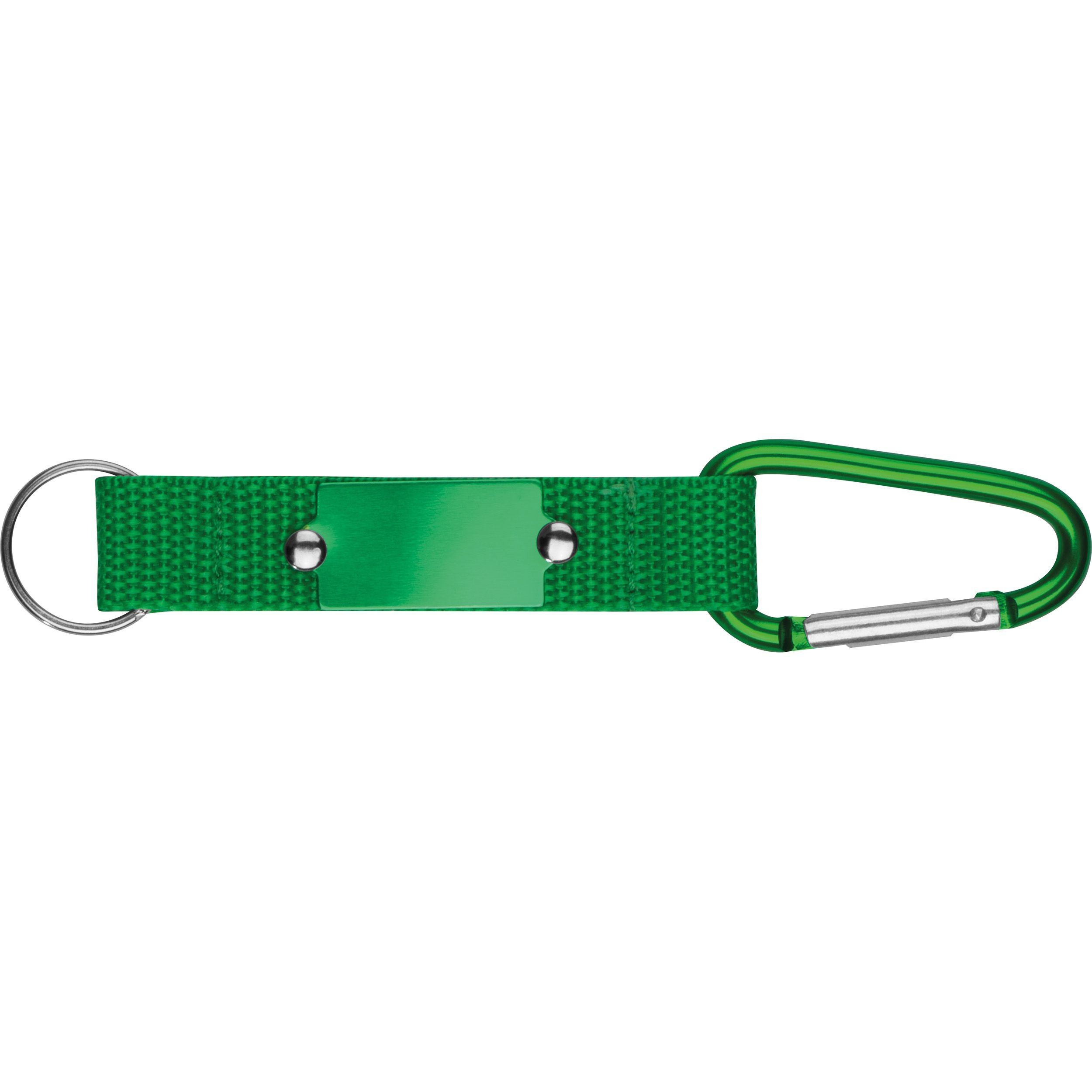 MA91168-09Schluesselanhaenger mit Karabiner und Plaettchen aus Metall PHYLLIS_ gruen