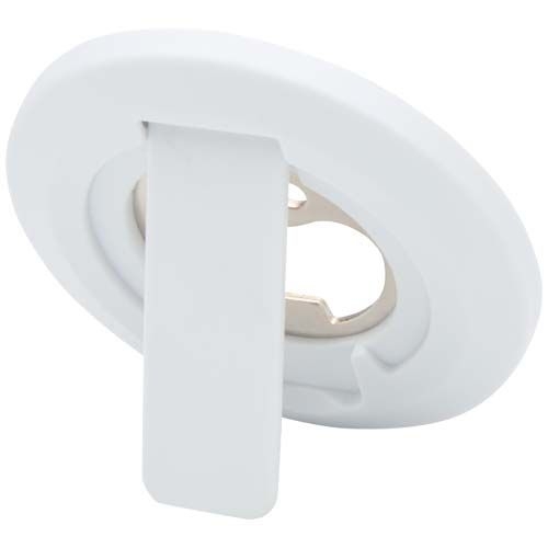 PF124461-1Ain Magnetische Smartphonehalterung  aus recyceltem Kunststoff mit Flaschenoeffner _ weiss