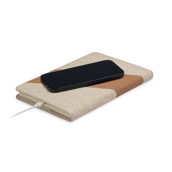 MO2734-13Cortona A5-Notizbuch mit 15W-Ladegeraet_ beige