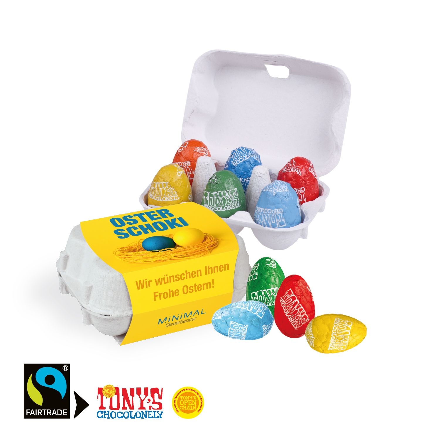 CD94657-01Schoko-Eier 6er mit Tony's Schokolade_ Tony's Ostereier