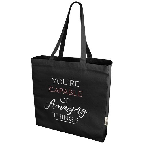 PF120710-5Odessa 220 g_m² GRS recycelte Baumwoll Tragetasche 13L_ schwarz