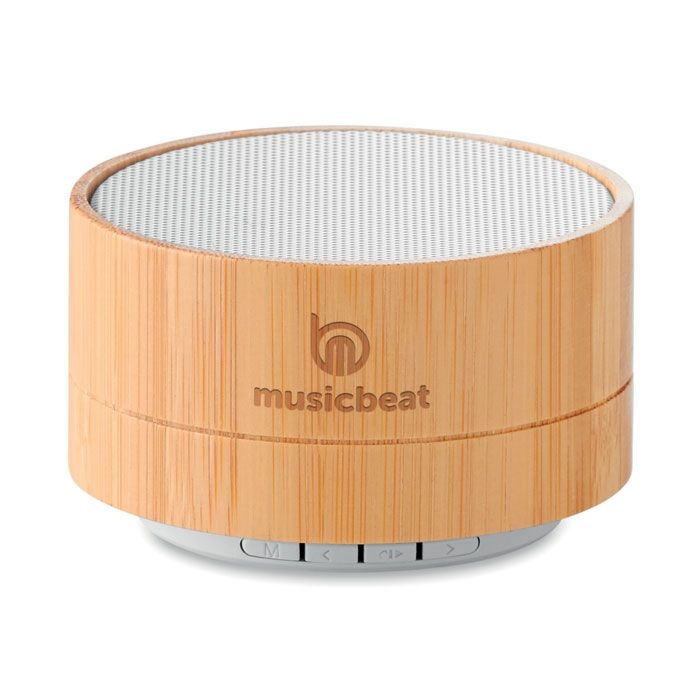 MO9609-06Sound Bamboo Runder wireless Lautsprecher_ weiss