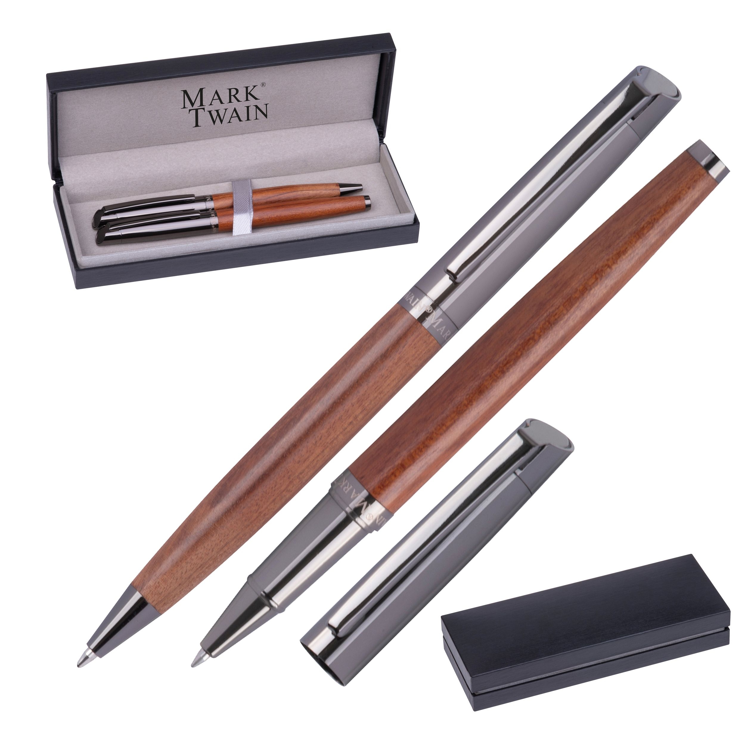 MA15597-01Mark Twain Schreibset aus Holz KATRINA_ braun