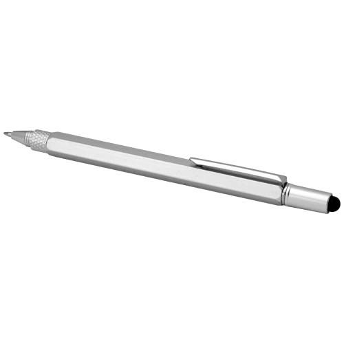 PF107908-1Dora Multifunktionsstift aus recyceltem Aluminium _schwarze Mine_ silber