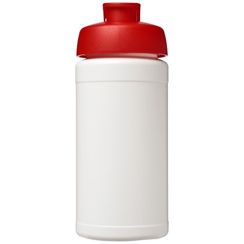 PF210461-7Baseline 500 ml recycelte Sportflasche mit Klappdeckel _ weiss_rot