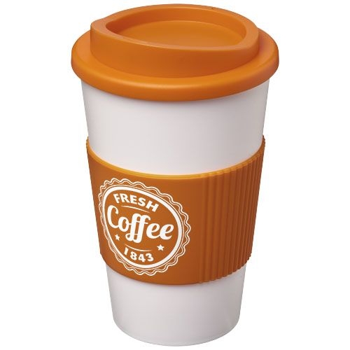 Americano® 350 ml Isolierbecher mit Schutzring, orange,weiß