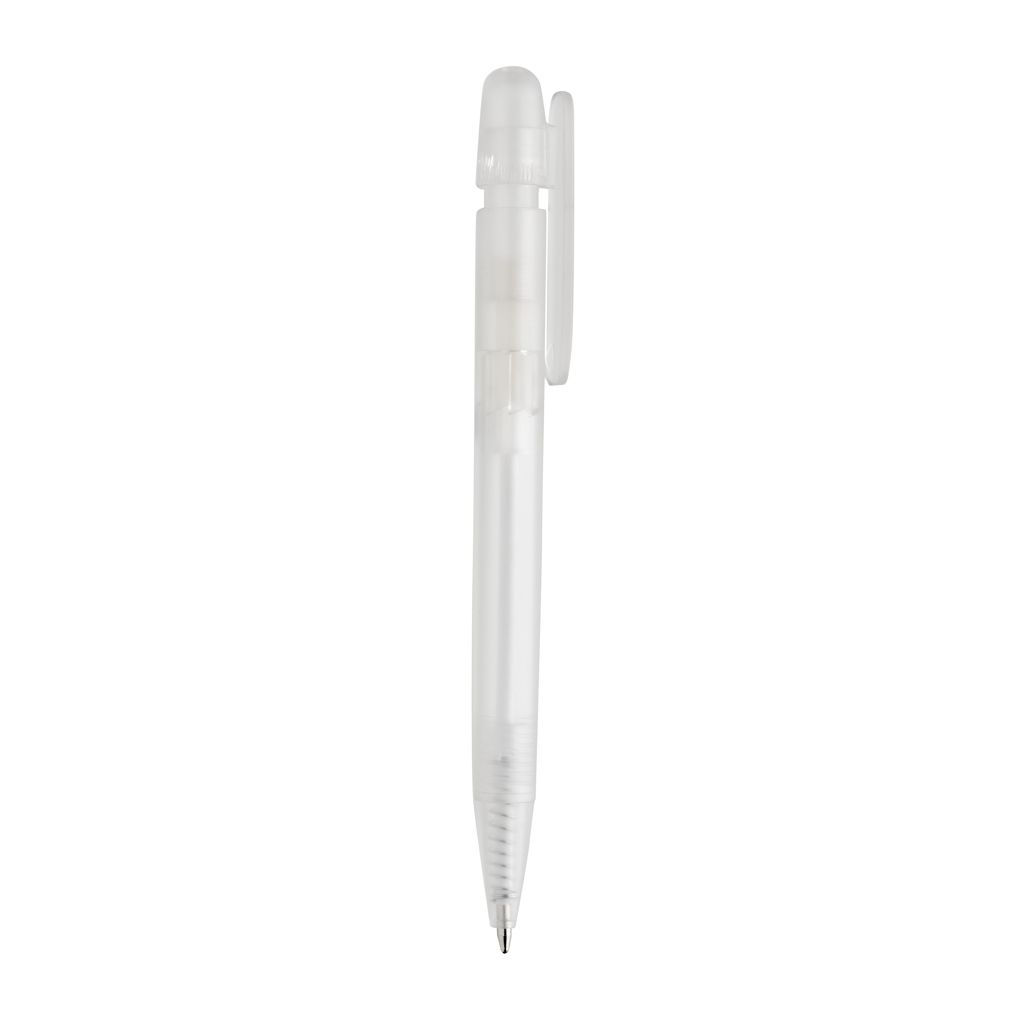XDP611.26-03Devin transparenter Stift aus GRS zertifiziertem rABS_ weiss