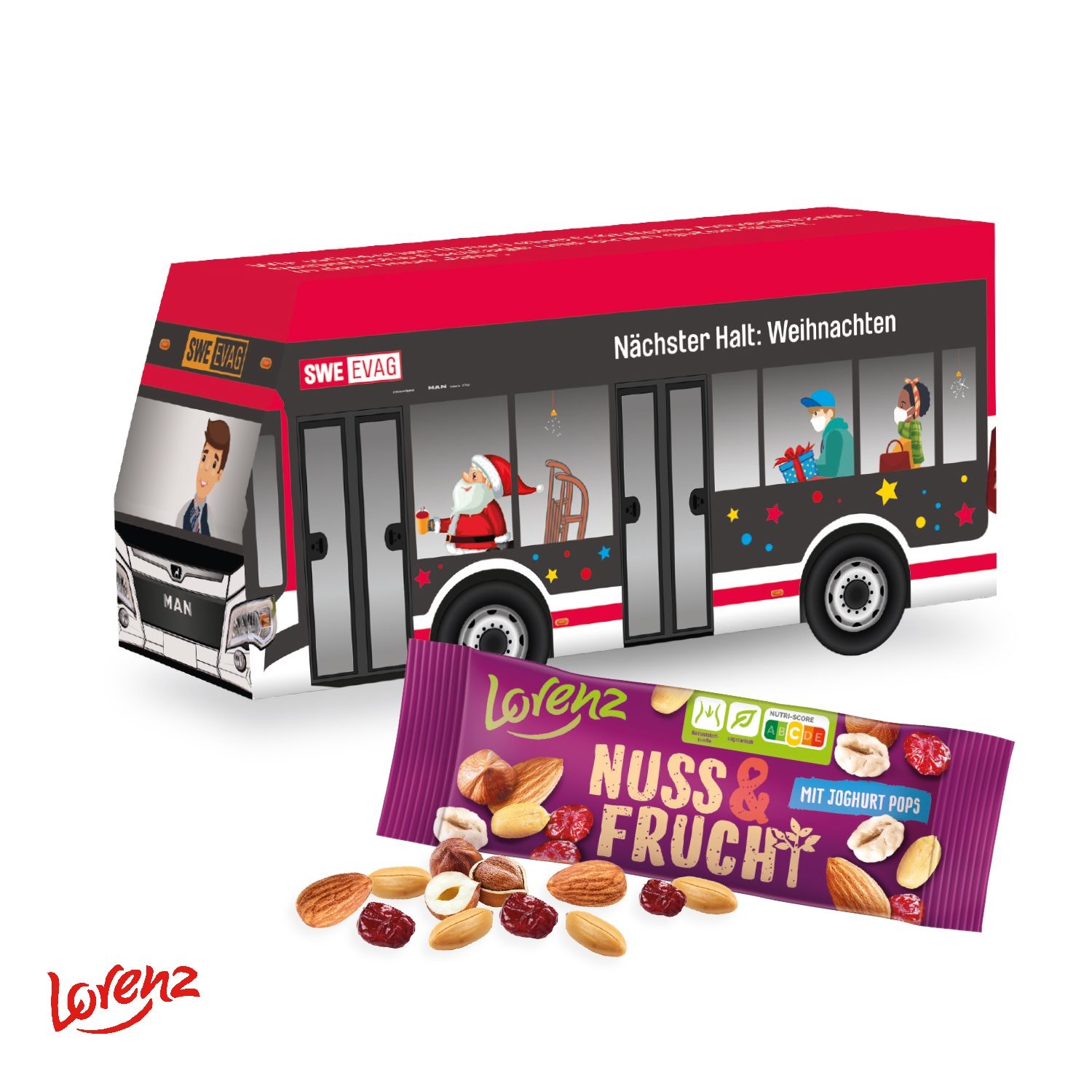 CD91703-013D Praesent Bus mit Lorenz Nuss _ Frucht_ Lorenz Nuss _ Frucht