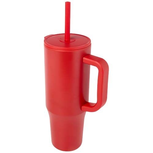 PF100867-2Brady 900 ml RCS-zertifizierter Isolierbecher mit Silikon Trinkhalm_ rot
