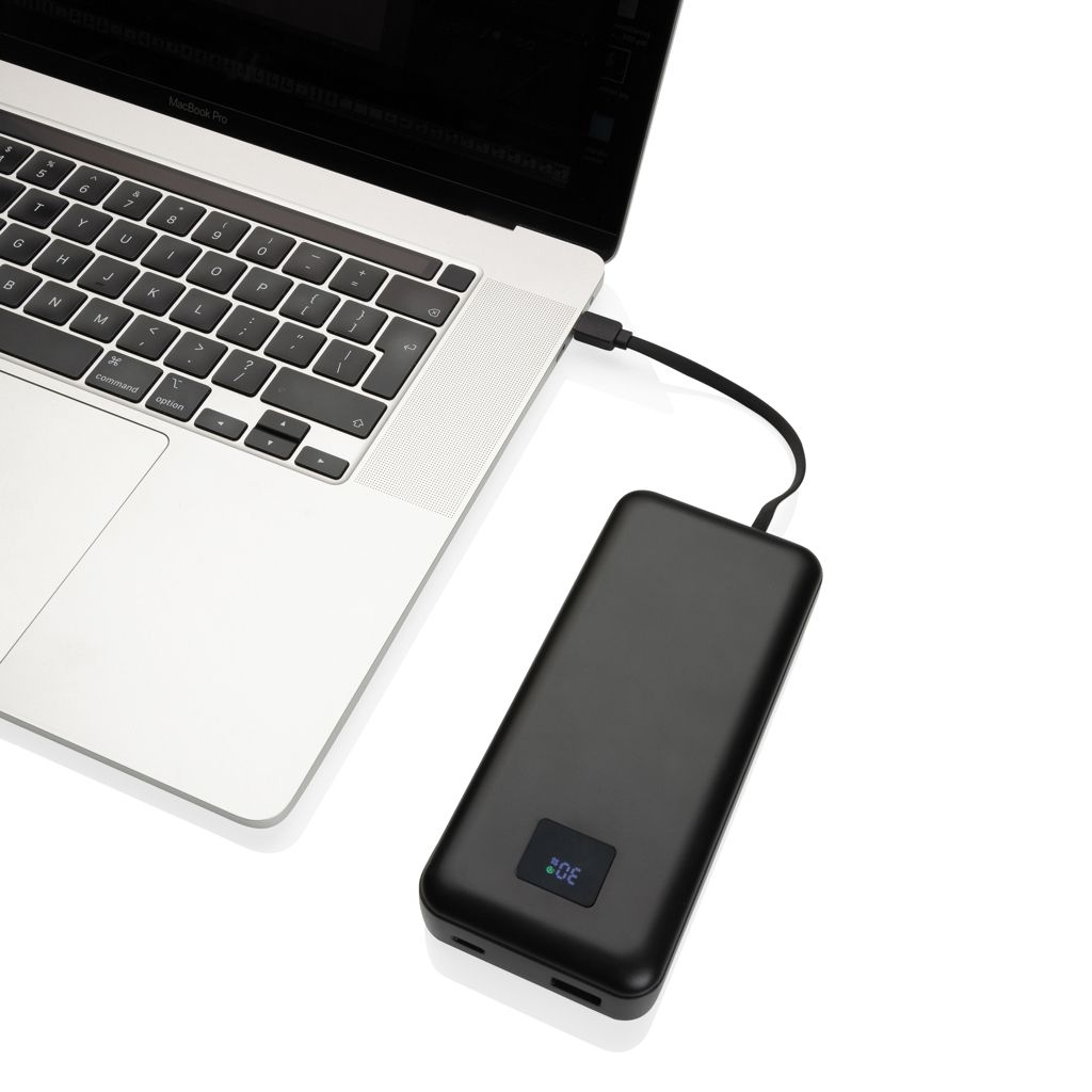 XDP322_80-1Gridley 20.000mAh 65W Laptop Powerbank aus RCS rPlastik_ schwarz