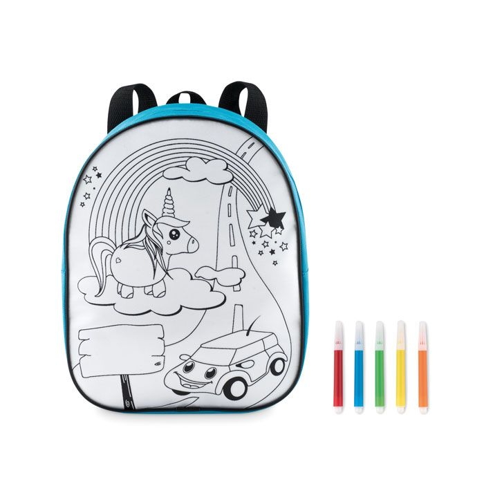 MO9207-12Backsketchy Rucksack mit 5 Filzstiften_ tuerkis