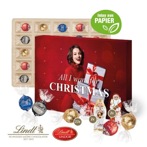 CD55403-02Adventskalender Lindt Lindor mit Santa _ Engel_ Individuelles Motiv