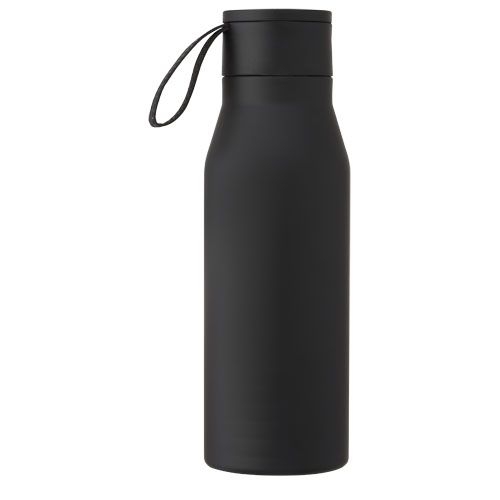 PF100668-2Ljungan 500 ml Kupfer-Vakuum Isolierflasche mit PU Kunststoffband und Deckel_ schwarz