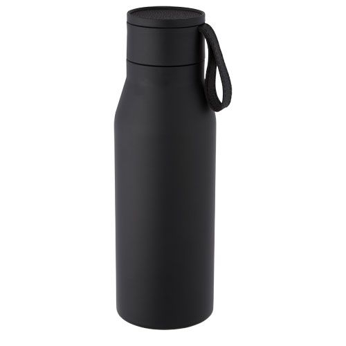 PF100668-2Ljungan 500 ml Kupfer-Vakuum Isolierflasche mit PU Kunststoffband und Deckel_ schwarz