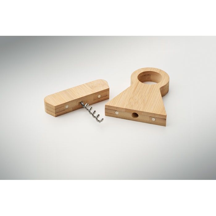 MO3104-40Standturn Flaschenhalter _ Oeffner Bambus_ holz