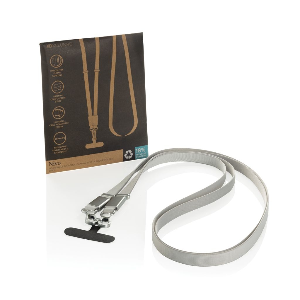 XDP302.92-02Nivo Crossbody-Handyband aus RCS recyceltem PET_ grau