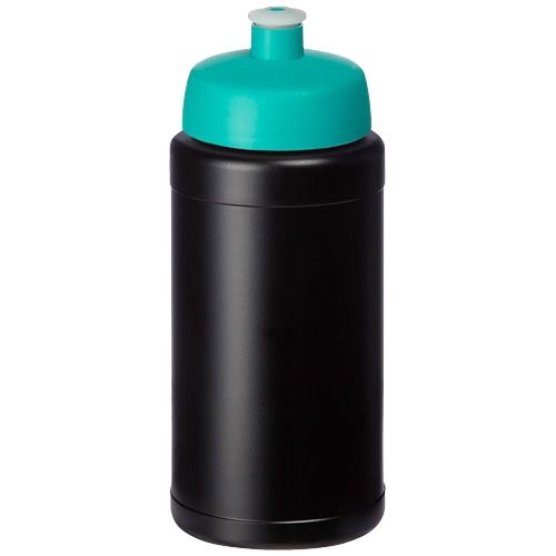 PF210444-13Baseline Recycelte Sportflasche_ 500 ml_ schwarz_aquablau