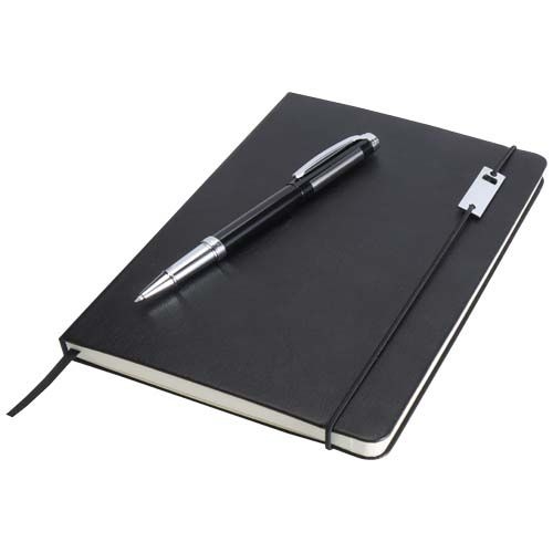 PF106258-5Legato Elegance A5 Hardcover Notizbuch mit Tintenroller Set_ schwarz_schwarz