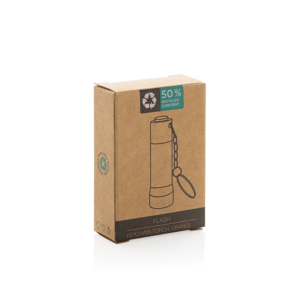 XDP514_04-08Flash Schluesselanhaenger-Taschenlampe aus RCS rec. Aluminium_ orange