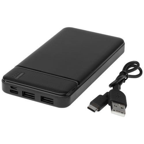 PF124321-1Loop 10.000 mAh Powerbank aus recyceltem Kunststoff_ schwarz