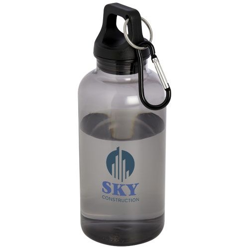 PF100778-6Oregon 400 ml RCS-zertifizierte Trinkflasche aus recyceltem Kunststoff mit Karabiner _ schwarz
