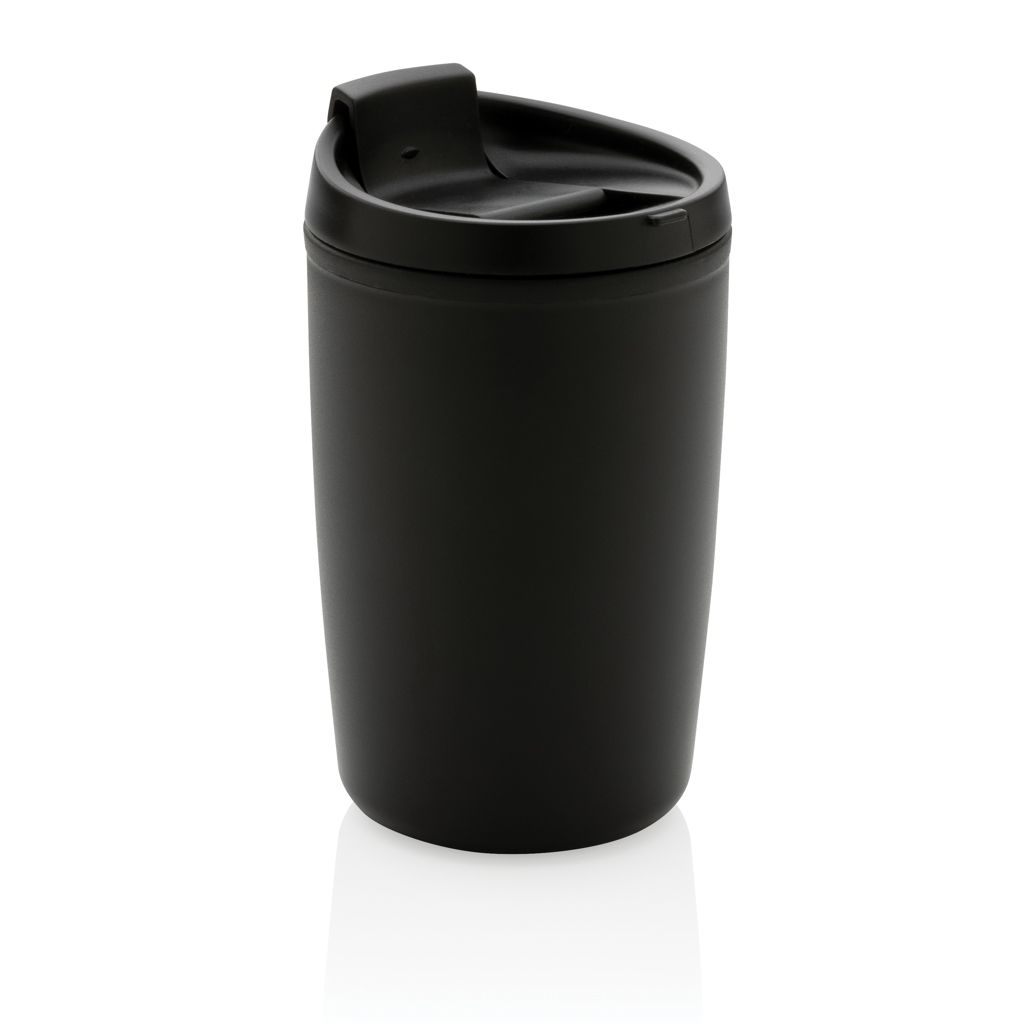 XDP433.08-1GRS recycelter PP-Becher mit Flip-Deckel_ schwarz