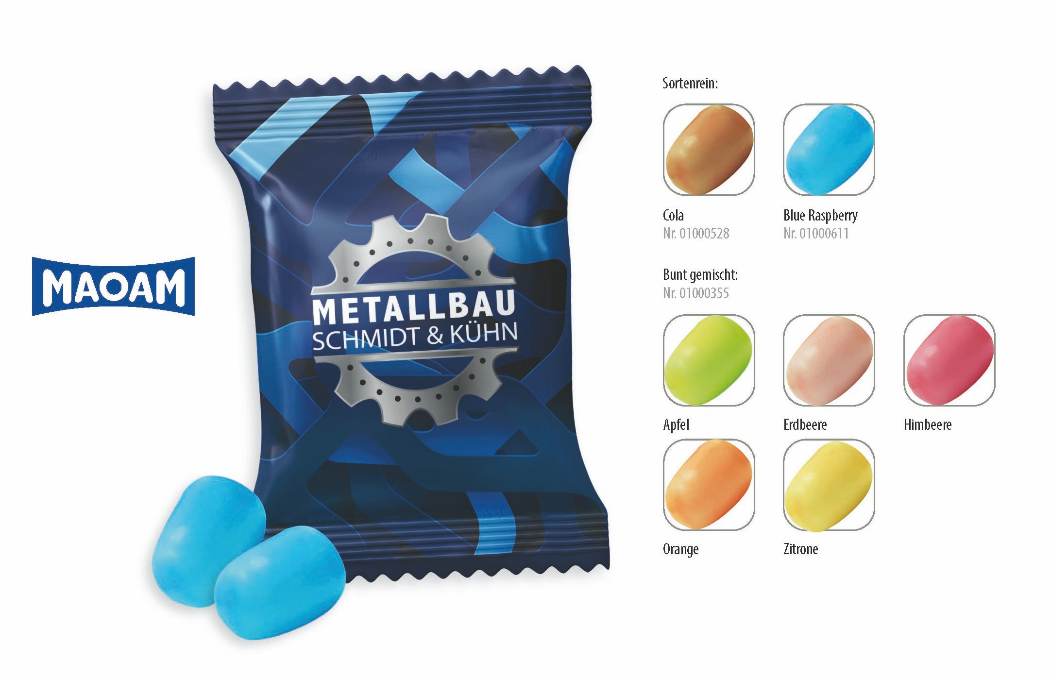 SW0355-2MAOAM Kracher Werbetuete_MAOAM Kracher Blue_ weisse Folie