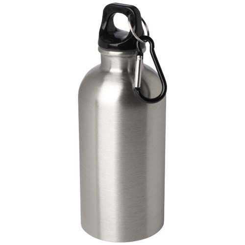PF100860-11Oregon 400 ml RCS-zertifizierte_ einwandige Trinkflasche aus Edelstahl mit Karabinerhaken_ silber