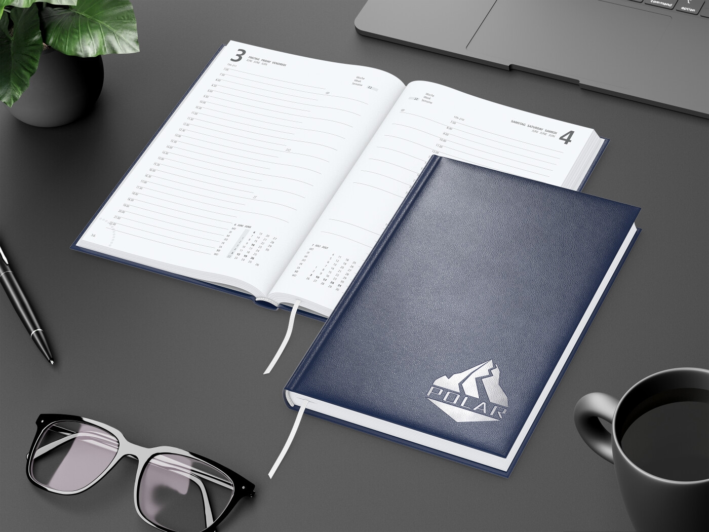 GE0061-DUSTageskalender Advance_ dunkelblau_ Silberpraegung