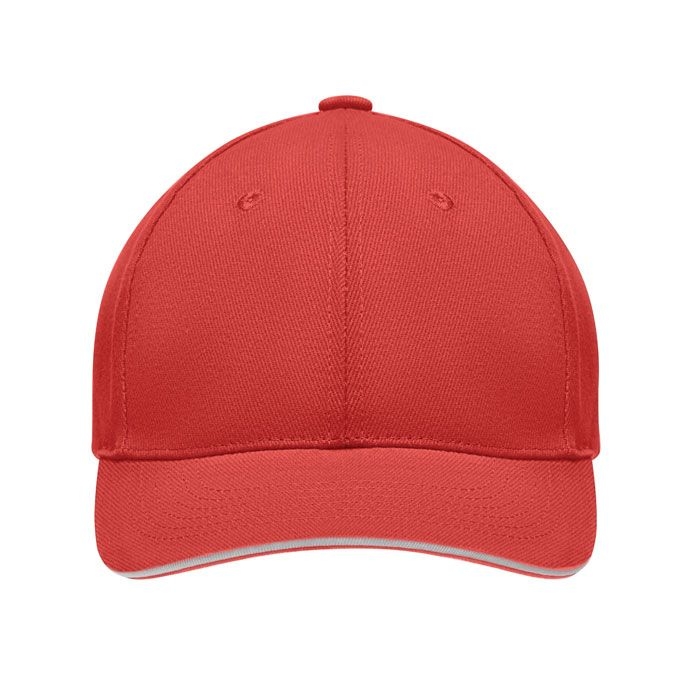 MO9643-35Tekapo Baseball cap 6 panels 270g_m²_ weiss_rot