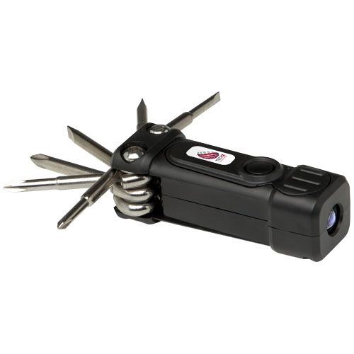 PF104569-2Octo 8-in-1 Schraubenzieher-Set aus recyceltem RCS Kunststoff mit Taschenlampe_ schwarz