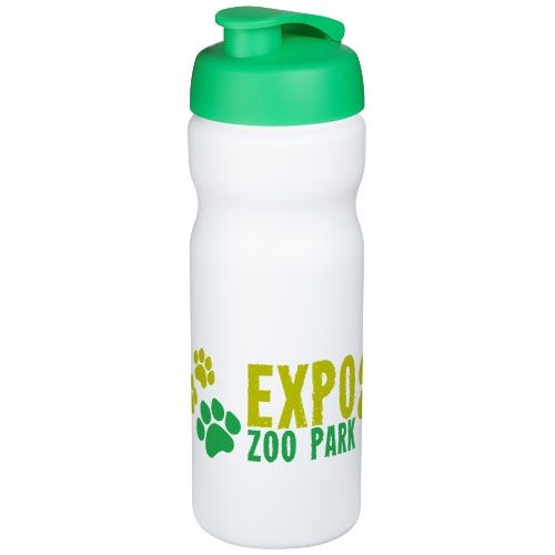 PF210685-7Baseline® Plus 650 ml Sportflasche mit Klappdeckel_ weiss_gruen