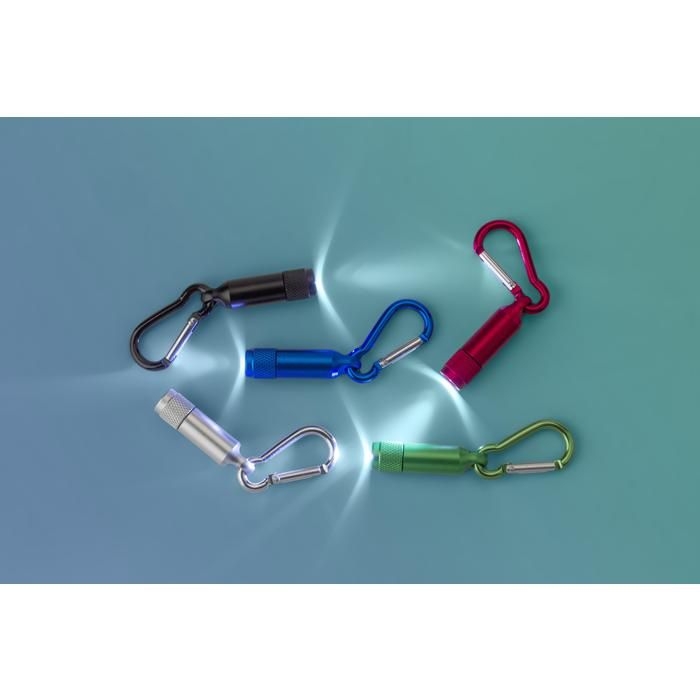 GI432009-08Mini-Taschenlampe aus Aluminium mit Karabiner Tracy_ rot
