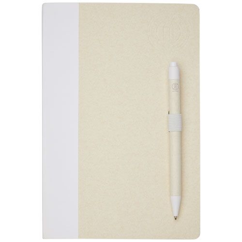 PF107811-1Dairy Dream A5 Notizbuch und Kugelschreiber-Set aus recyceltem Milchkarton_ weiss