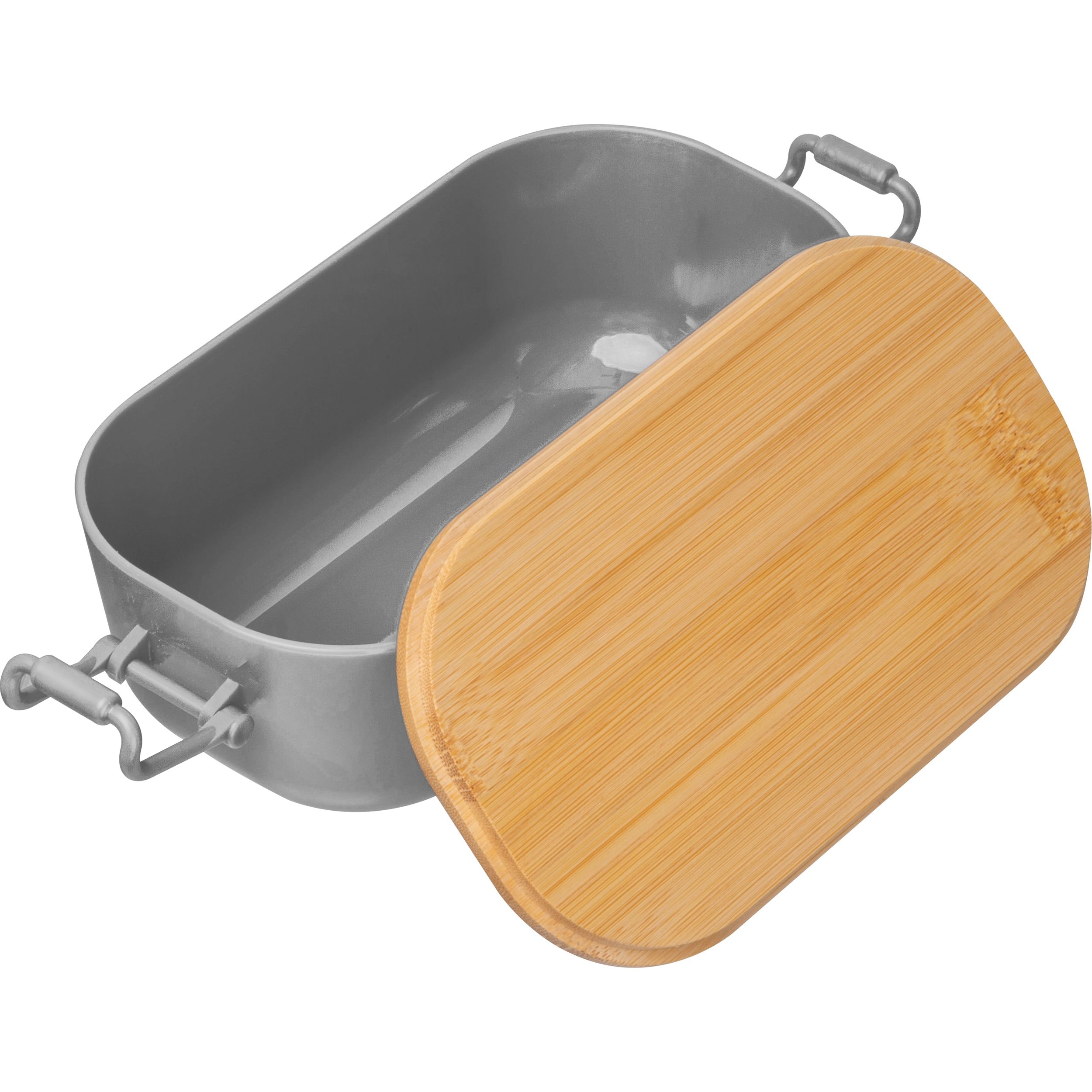 MA85363-07Lunchbox mit Bambusdeckel und Buegelverschluss JAVIER_ silbergrau