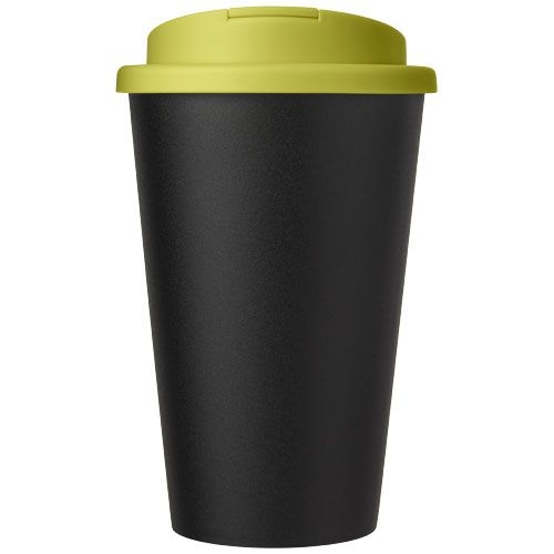 PF210425-29Americano® Eco 350 ml recycelter Becher mit auslaufsicherem Deckel_ limone_schwarz
