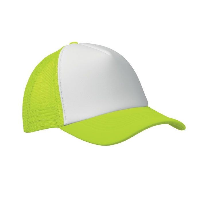 MO2269-84Bubble Trucker cap 5 panels_ weiss_neongelb