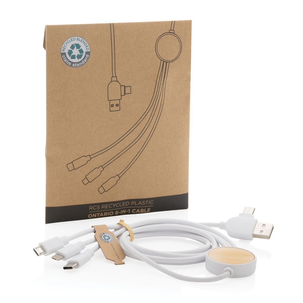 XDP302.46-3Ontario 6-in-1 Kabel aus RCS recyceltem Kunststoff_ weiss