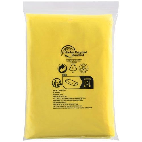 PF109417-2Mayan Regenponcho mit Aufbewahrungstasche aus recyceltem Kunststoff_ gelb