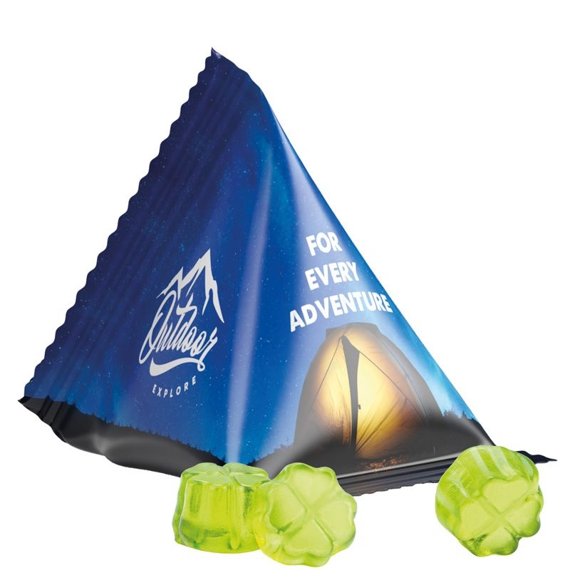JG10063-23Tetraeder 15g_ Fruchtgummi Standardformen_ Kleeblatt_ weisse Folie