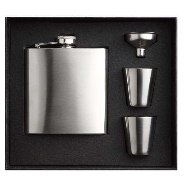 MO8321-16Slimmy Flask Set Flachmann_ mattsilber