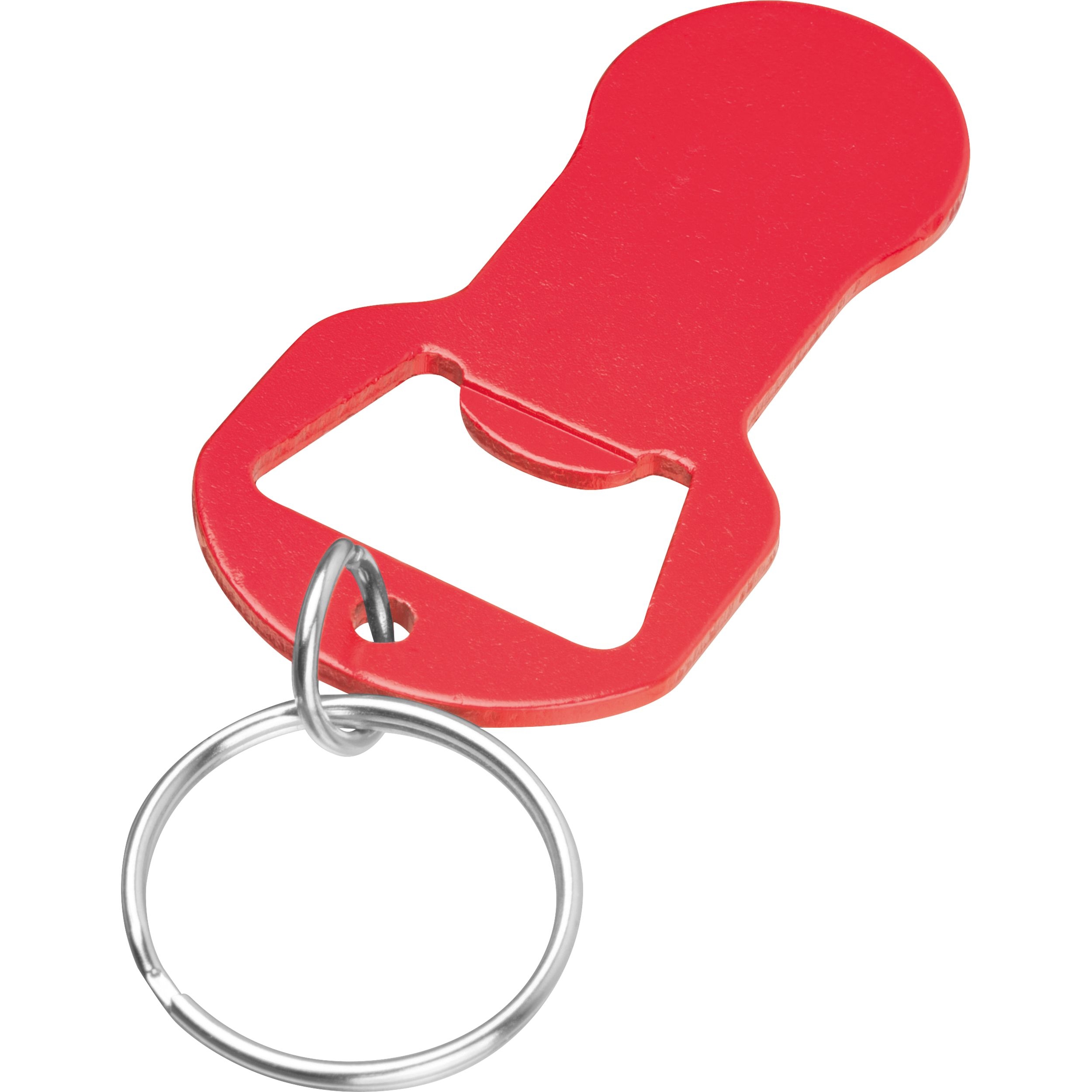 MA95445-05Recycelter Alu Schluesselanhaenger mit Einkaufswagenloeser und Flaschenoeffner OLIVER _ rot