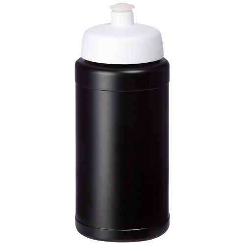 PF210444-1Baseline Recycelte Sportflasche_ 500 ml_ schwarz_weiss